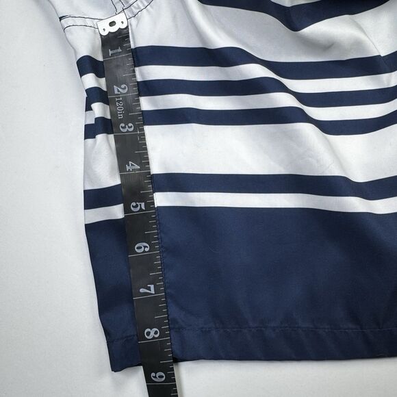 Polo Ralph Lauren Swim Shorts Men Medium Navy White Stripe Floral Hibiscus Trunk - Picture 11 of 15